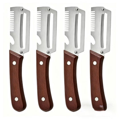 ❤️‍🔥Wooden-Handled Stainless Steel Sharp Peeler with Built-In Bottle Opener