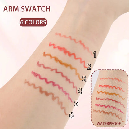 RVQ 6-Color Waterproof Silky Precision Definer, Long-Lasting No-Transfer Lip Product Compatible with Foundation