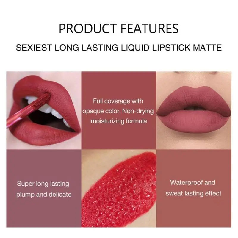 Valentine'S Day Gift Free!Ship! Long-Lasting Matte Lip Gloss Set, 6 Pieces/Box, Waterproof Lip Gloss, Moisturizing Matte Lipstick, Suitable for All Occasions, Lip Gloss and Lip Color Set, a Great Gift for Girls