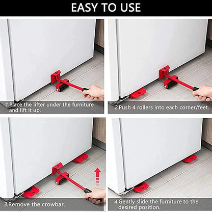 🔧 Furniture Lifter & Roller Set – Lift 2" High, Move 330 lbs with One Hand🏠