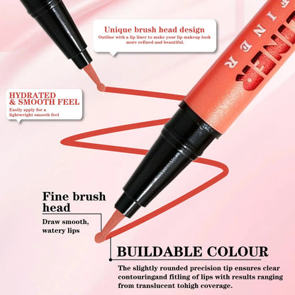 RVQ 6-Color Waterproof Silky Precision Definer, Long-Lasting No-Transfer Lip Product Compatible with Foundation