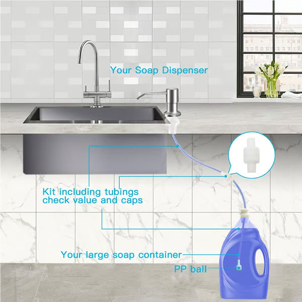 🚿 AEXZR® Built-in Sink Soap Dispenser – 360° Swivel Pump with Under-Sink Extension Tube Kit