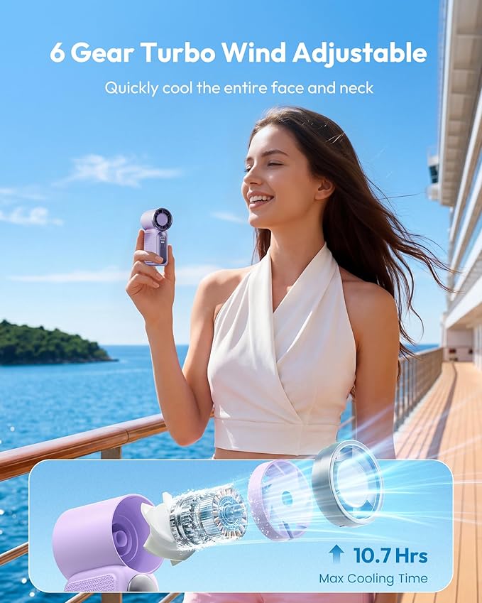 Limited Time💨❄️Turbo Handheld Fan – 16900 RPM, 6 speeds, LED display