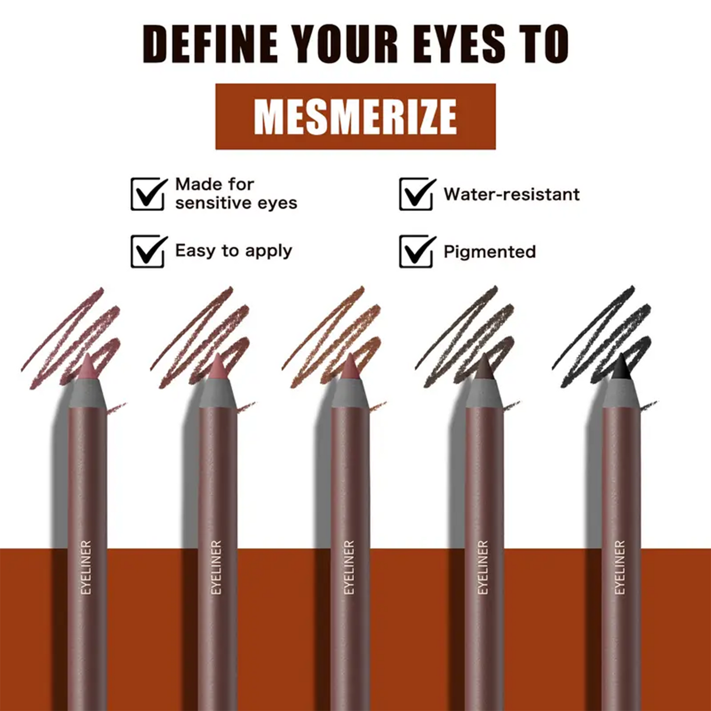 24HR Waterproof Eyeliner Pencil, Smudge-Proof Long-Lasting Smooth Cream Liner🖤