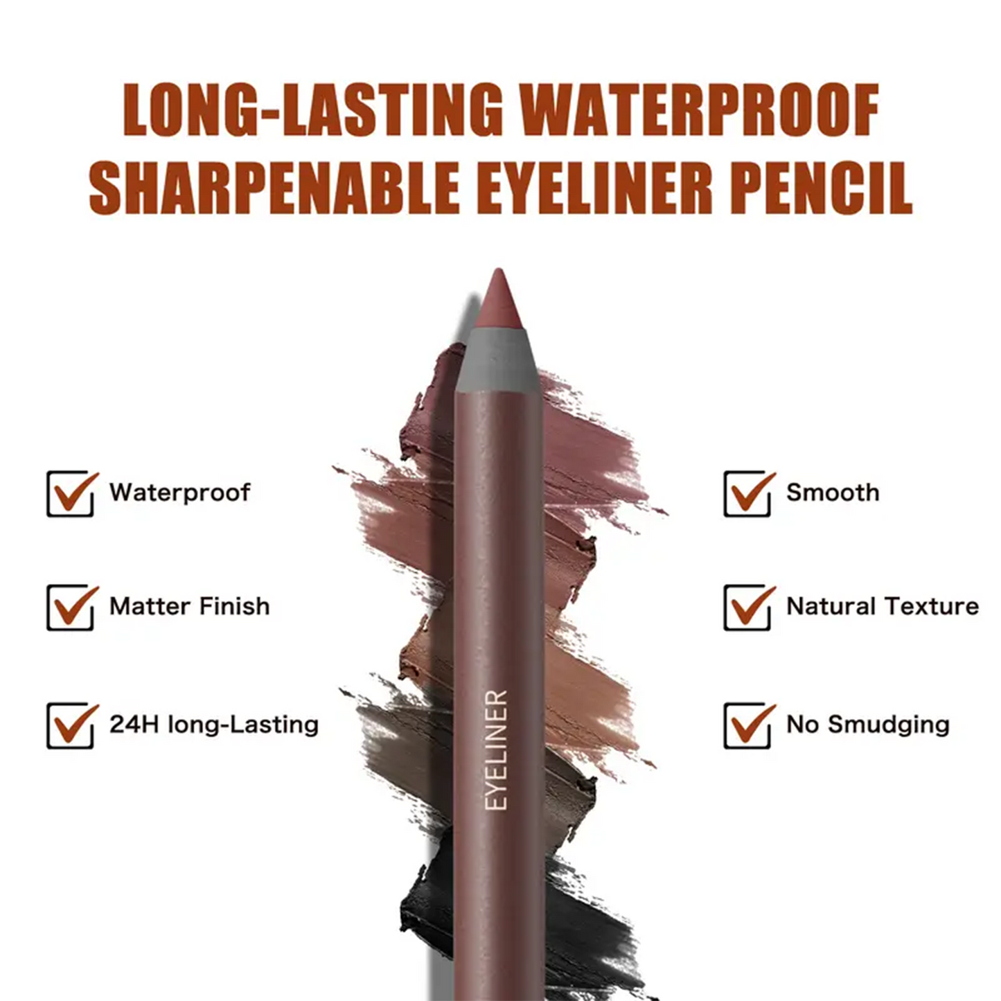 24HR Waterproof Eyeliner Pencil, Smudge-Proof Long-Lasting Smooth Cream Liner🖤