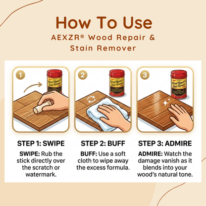 ✨ AEXZR® Wood Repair & Stain Remover –🪑 Instantly Erases Scratches, Scuffs & Watermarks🛡️