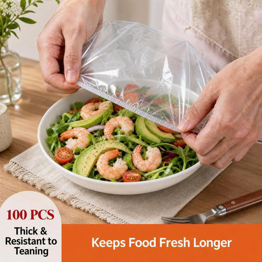 🔥🏆100Pcs Medium Reusable Elastic Plastic Bowl Covers - Kitchen Bread Proofing