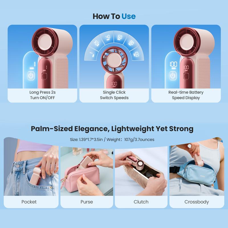 Limited Time💨❄️Turbo Handheld Fan – 16900 RPM, 6 speeds, LED display