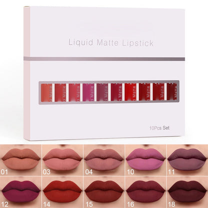 💋AEXZR® 10Pcs Matte Waterproof Lip Gloss Set💄