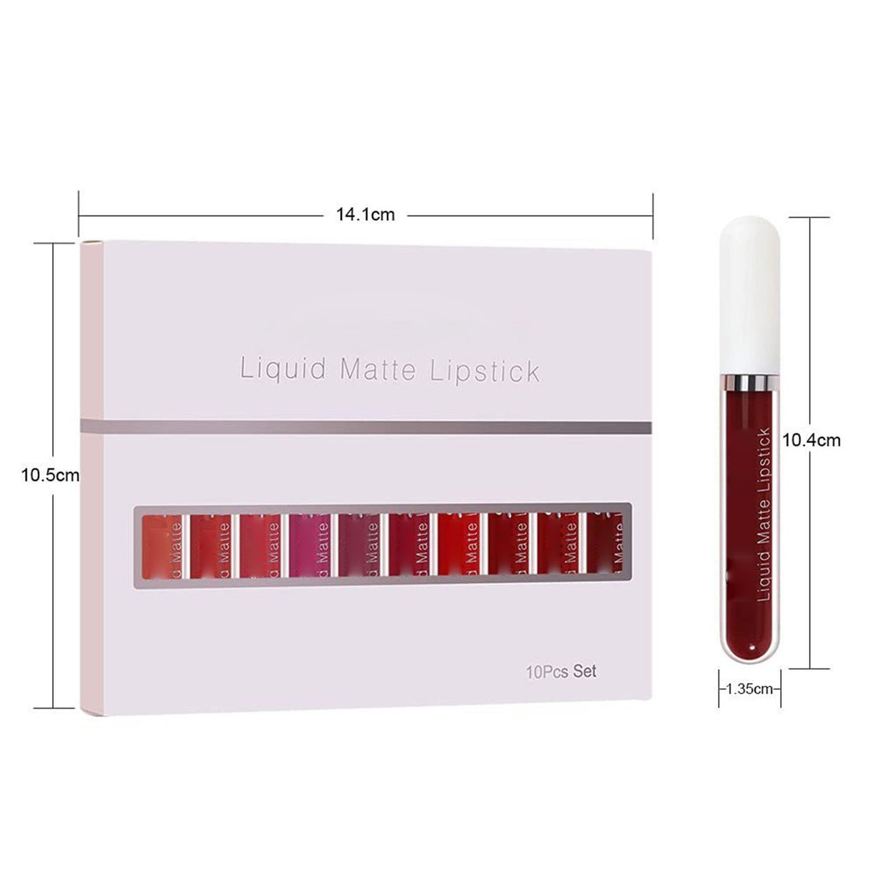 💝 10Pcs Matte Waterproof Lip Gloss Set –✨ Full Kit, All-Day Wear💄