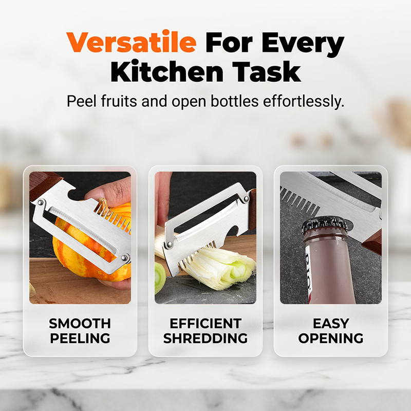 🏆🔪 3-in-1 Scallion Shredder & Peeler – ⚡Shred, Peel, Open Bottles – One Tool🏆