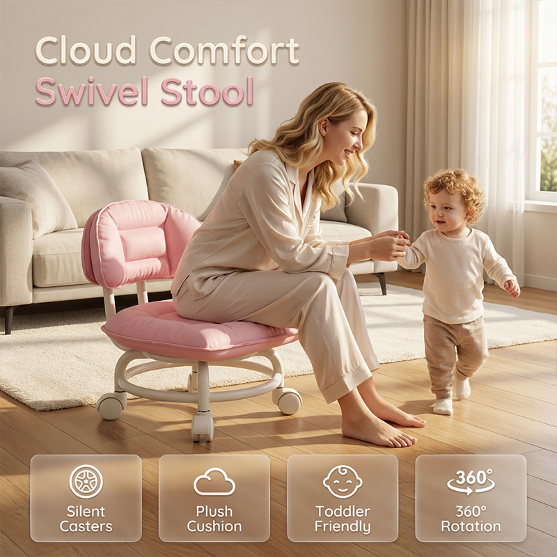 🪑⏰Limited Time! ⏰Sfrcord® Rolling Low Stool with Backrest – comfortable and mobile 🛠️✨